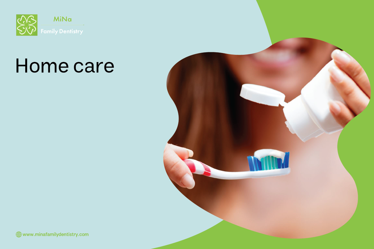 Patient practicing proper at-home dental care routine with toothbrush and floss